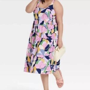 NWOT Ava & Viv Multicolor Floral Sundress Womens XL Pink Beach Vacation Tropical